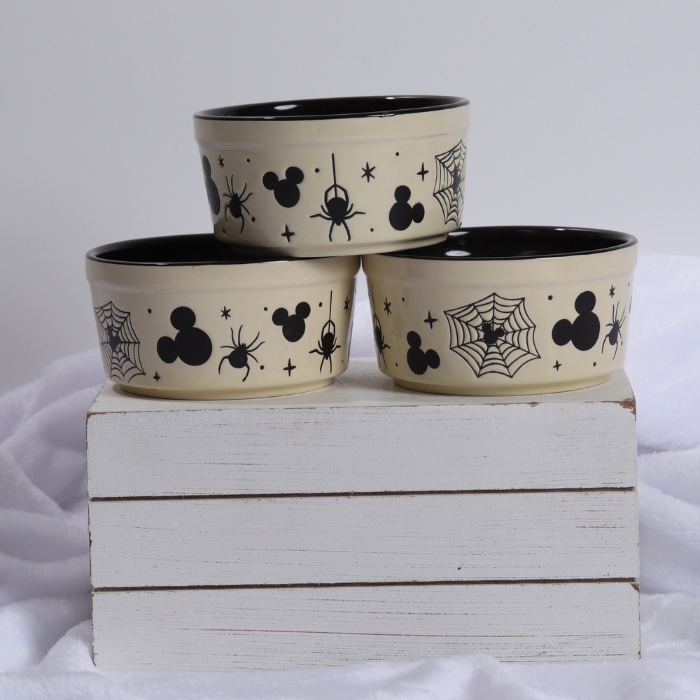 Disney Mickey Mouse Halloween Ramekins Set of 3 Zrike Brands Spooky Spider Web